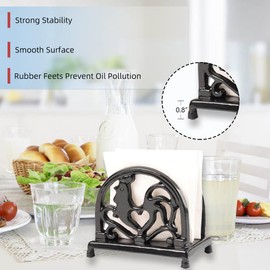 MINLUFUL Vintage Metal Napkin Holder, Heavy Cast Iron Napkin Holder Organizer for Kitchen Restaurant Home Décor, Black