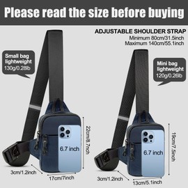 LKEX Mini Sling Bag Men Small Crossbody Bag Women Fanny Packs Casual Personal Pocket Bag Backpack Phone Chest Bag (Blue-Small（L*w*h=17 * 3 * 22cm）)