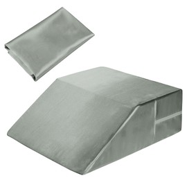 HOMBYS Satin Wedge Pillow Cover Leg Elevation Pillowcase -Silky & Smooth Bed Wedge Replacement Case with Zipper, Removable & Machine Washable(Cover Only), Grey