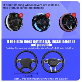 Zpana Car Steering Wheel Cover, Anti Slip Fluffy Vehicle Wheel Protector, 15 Inch Winter Plush Warm Automotive Wheel Protection Cover Accessories, Universal for SUV, Sedan, Truck(Black)