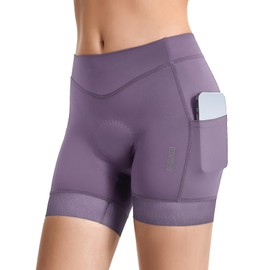 ARSUXEO 4D Padded Bike Shorts Women Cycling Underwear Biking Bicycle Cycling Shorts with Phone Pockets Purple Large