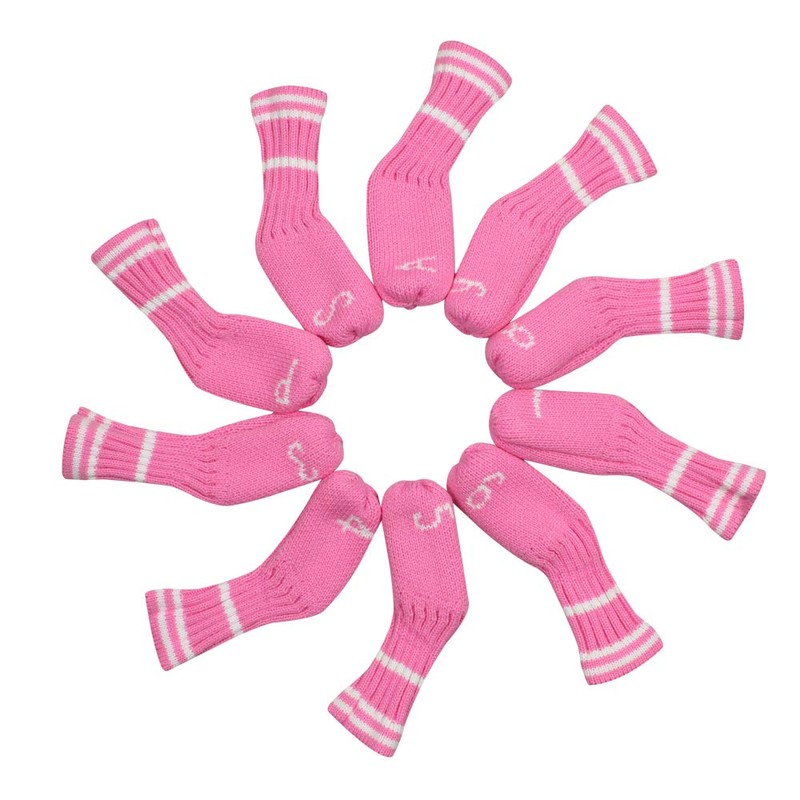 10 Pcs Pink Golf Iron Covers Cuteness Knitted Socks Shape