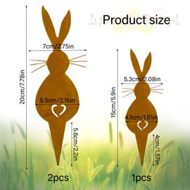 DBALL Easter Bunny Garden Decoration for Outdoor Use Set of 3 Rust Garden Stake Vintage Easter Decoration Outdoor Rabbit Silhouette Easter Decoration for Outdoor Easter Decoration for Garden Wreaths