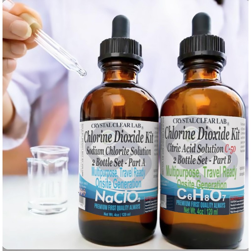 Chlorine Dioxide Solution Kit, 8oz Glass Set for CDS ClO2