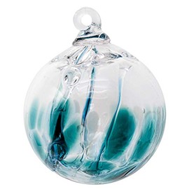 Luke Adams Glass | 3" Mini Tree of Life Ornament | Handmade Ornament | Hanging Garden Gazing Ball | Indoor Outdoor Home Décor | (Recycle Teal)