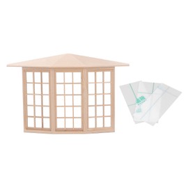 1/12 Dollhouse Bay Window Exquisite Miniature Wooden 45 Degree Corner 3 Sided Window Model for DIY