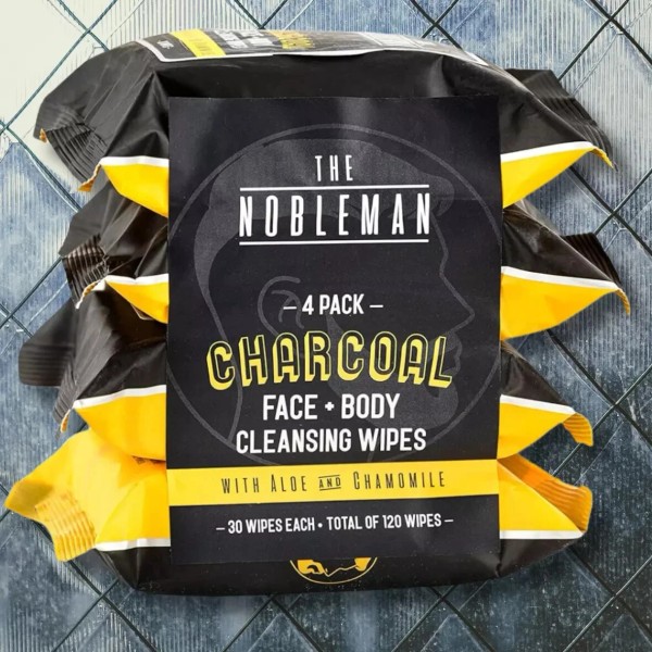 branded Men's Charcoal Face + Body Cleansing Wipes - 4