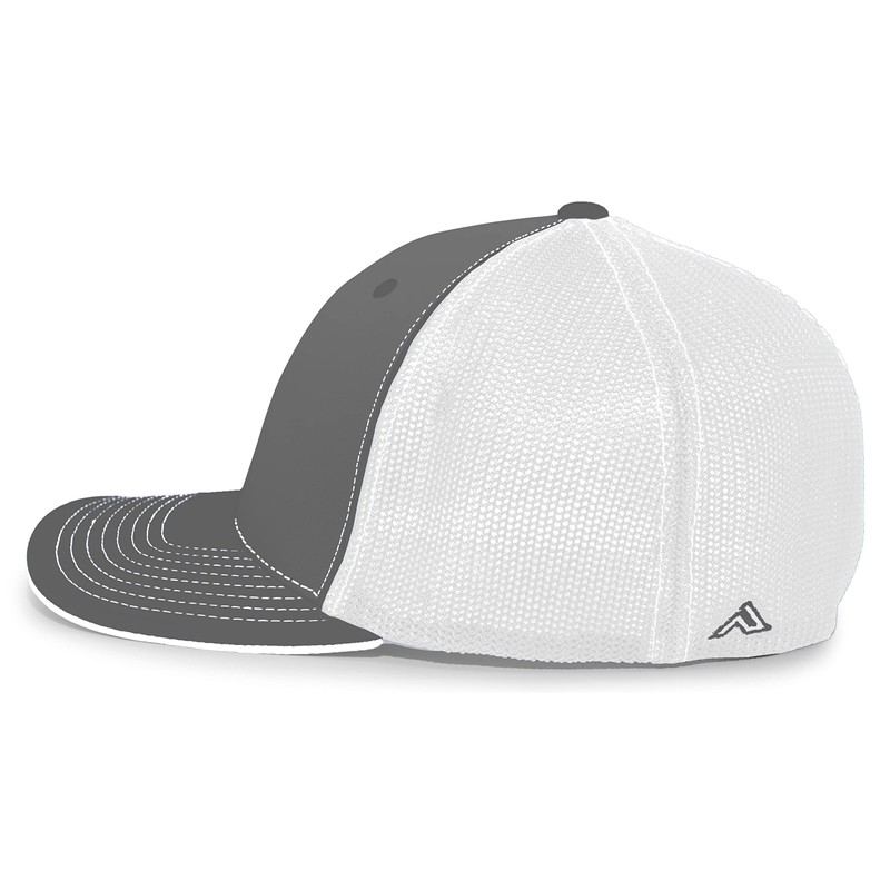 Pacific Headwear Trucker Pacflex Cap, Graphite/White/Graphite, Large