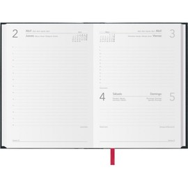 Dohe - 2026 Calendar - Day to a Page A5 (14 x 20 cm) Hardback Cover 12 Months January to December Year Planner in Spanish with Bookmark - Black
