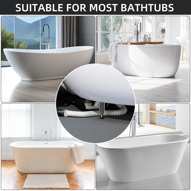 YYinno Flexible Bathtub Drain Pipe, Upgraded No-leak Low Profile 1