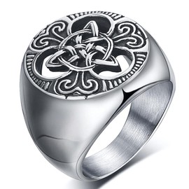 enhong Mens Celtic Knot Signet Rings Round Vintage Stainless Steel Ring for Biker Size 13