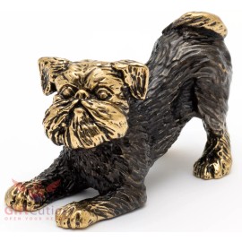 Solid Brass Figurine of Brussels Griffon Dog IronWork