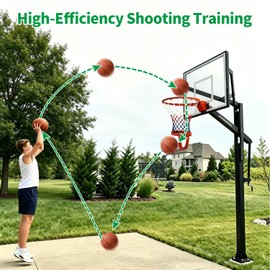 BBpara Basketball Return Attachment ，Basketball Return Training Aid，360° Rotatable，Indoor/Outdoor Use ，Orange