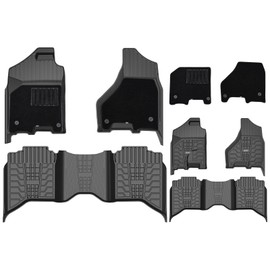 3W Floor Mats & Front Carpet Fit for 2013-2018 Dodge Ram 1500/2500/3500 Crew Cab, 2019-2024 Dodge Ram 1500 Classic Crew Cab All Weather TPE Custome Fit Floor Liner for Ram Full Set Car Mats