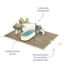 papercrush papercrush® Pop-Up Karte Wellness Gutschein - 3D Gutscheinkarte für Wellnesstag, Sauna & Spa - Wellnessgutschein für Geburtstag & Massage, Geldgeschenk für Frauen, beste Freundin, Männer & Paare