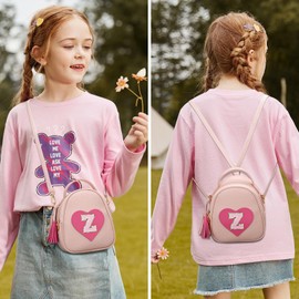 KKXIU Purse Gifts for Girls Cute Little Girl Crossbody Bag Heart Kids Small Backpack with Tassel (Z)