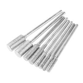 Set of 8 Grinding Drill Bits Diamond Bits Diamond Mounting Point Cylindrical Tip Polishing Bit Shank 2.35mm Router Bits