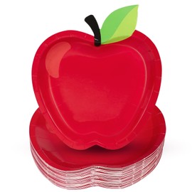 50 Pieces Back to School Red Apples Paper Plates First Day of School Party Decorations Cute Fruit Theme Party Disposable Tableware for Kindergarten Preschool Table Favor