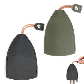 Car Key Case Cover 2 Pieces PU Leather Car Key Cover Creative Sliding Key Fob Large Capacity Flip Key Fob, black/green