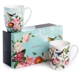 McIntosh Bird Garden Set of 2 Fine Bone China Mugs
