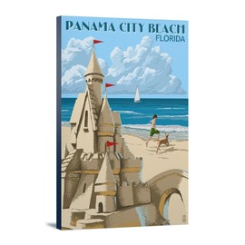 Lantern Press Panama City Beach, Florida, Sand Castle, (24x36 Wrapped Canvas, Wall Decor, Artwork)