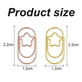 Getrays 100pcs Small Star Paper Clips, Mini Cute Shape Star Metal Clips Bookmark Memo Clips Paper Clamps for School Stationery Document Organization Office Supplies(Gold & Rose Gold)