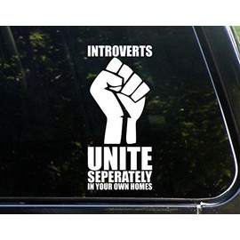 Sweet Tea Decals Introverts Unite Seperately in Your Own Homes - 3 3/4" x 8 1/2" - Vinyl Die Cut Decal/Bumper Sticker for Windows, Trucks, Cars, Laptops, Macbooks, Etc.