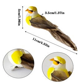 Abirdflyer 6pcs Artificial Birds, Colorful Fake Birds with Foam Realistic Feather, Lifelike Clip-on Simulation for Christmas Tree Wreath Garlands Decor Party Decorations (J-6PCS)