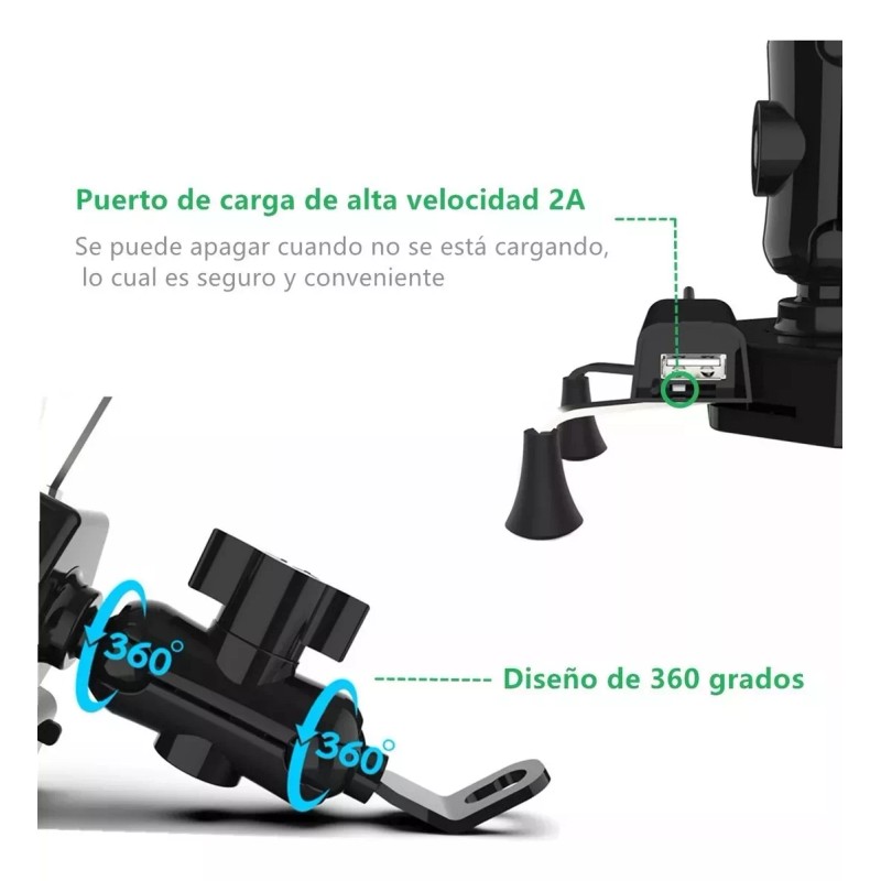 CONEJO MODA Base Soporte Porta Celular Para Moto/bicicleta Cargador Usb