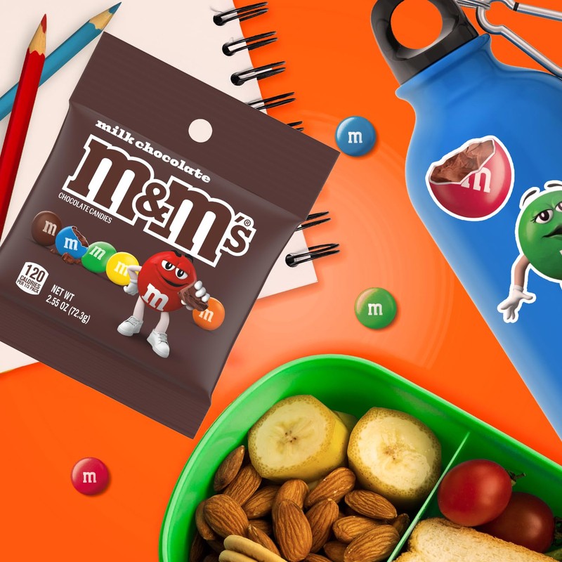 M&M'S Milk Chocolate Candy Peg Bag, 2.55 oz (Pack of