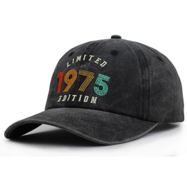 KKMKSHHG 50th Birthday Gifts for Men Women, Limited 1975 Edition Baseball Cap, 50th Birthday Decorations for Her Him, 50 Year Old Hat for Dad Mom Wife Husband Black