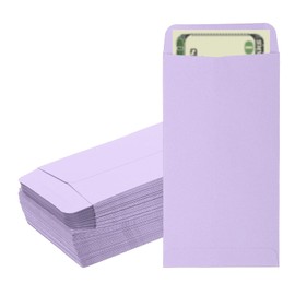 PATIKIL 100 Pcs Money Envelopes (6.5" x 3.5") for Cash and Gift Management Savings Challenge Envelopes for Coins, Small Stamps, Tickets, Jewelry, Passport, Cards, Purple