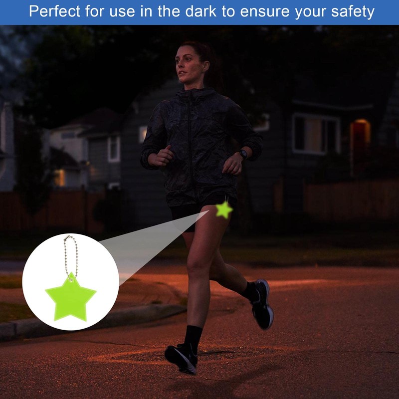 AWAVM 13 Pieces Star PVC Reflective Pendant, Star Reflective Key
