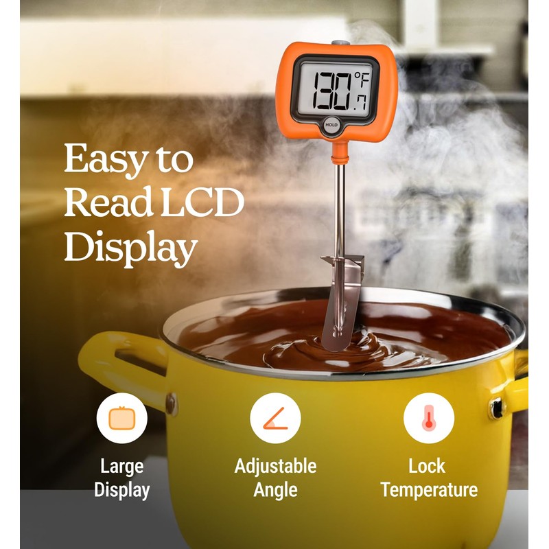 Digital Candy Thermometer with Pot Clip, Instant Read Kitchen Thermometer