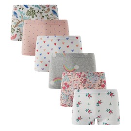 Boboking Soft Rainbow Girls Boyshorts Girls Flower Underwear Toddler Undies 6years Grey