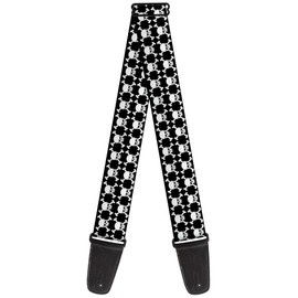 Guitar Strap Top Skulls Black White 2 Inches Wide