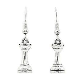 Chess Piece – Small Queen – 18x8mm - Tibetan Silver charm dangle earrings. Hypoallergenic Stainless-Steel Fishhook or Silver Plated Ball-Post, or Clip-on Earrings Opt.