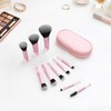 10-Piece Mini Pink Travel Makeup Brush Set with Pouch, Pink