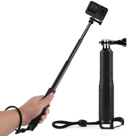 GlasFlength Selfie Stick for GoPro, 49 cm Telescopic Selfie Stick for GoPro Hero 12 11 10 9 8 Black Telescopic Pole Selfie for IDJI Osmo Action AKASO SJCAM and Other Action Cameras (Aluminium Alloy)