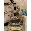 Realistic Ferocious Attacking Diamondback Rattlesnake in Coiled Posture Figurine