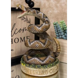 Realistic Ferocious Attacking Diamondback Rattlesnake in Coiled Posture Figurine