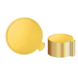 YYaaloa YYaaloa 50pcs 3.5 Inch Mini Round Golden Cake Boards 50pcs Mousse Cupcake Base Paper Plates Circle Dessert Board (Gold 3.5inch 50pcs)