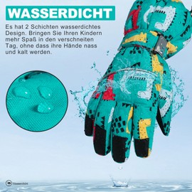 ThxToms Kids Winter Ski Gloves | Windproof, Waterproof and Warmth | Oxford Cloth Palm Thicken Cold Weather Gloves -15℃ | Outdoor Sports Snowboard Bikes | Boys and Girls