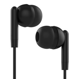 Maeline Bulk Earbuds with 3.5 mm Headphone Plug - 100 Pack Wholesale Bundle - Jet Black