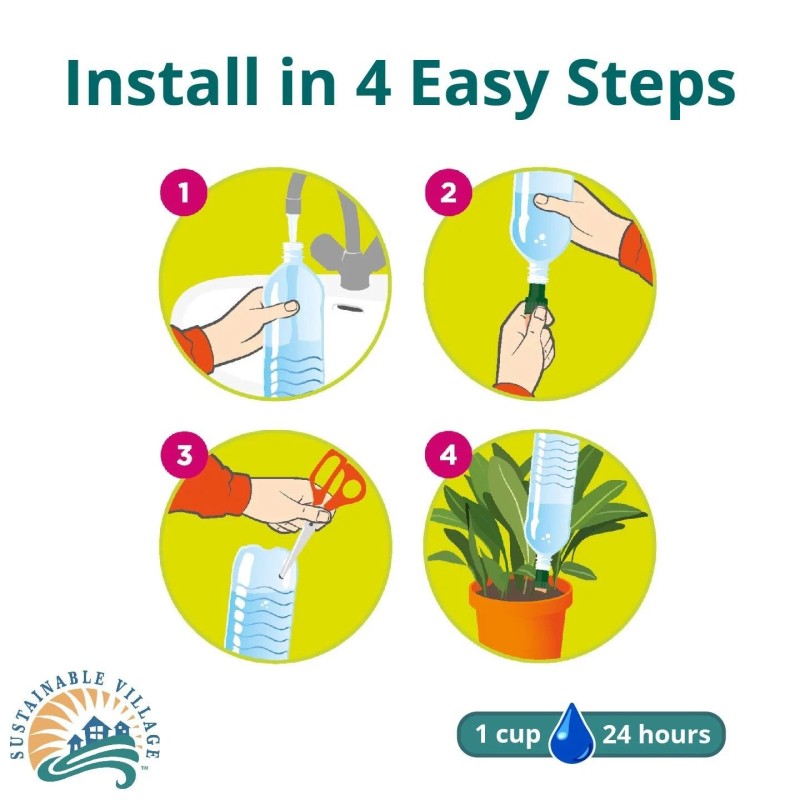 Blumat Bottle Adapter 6 Stakes - Automatic Self Watering Indoor/Outdoor