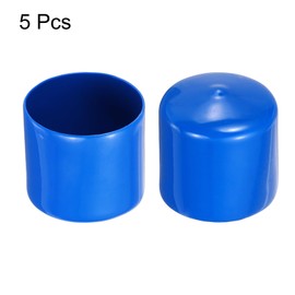 sourcing map 5pcs Rubber End Caps 45mm(1.8 Inch) ID Vinyl PVC Round Tube Bolt Cap Cover Screw Thread Protectors Blue