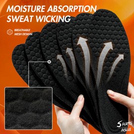 XINIFOOT 3 Pairs Premium Comfort Shoe Replacement Insole, Shock Absorption Elastic Cushion Inserts, Breathable Shoe Inner Soles for Women (New Black)