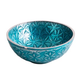 NKlaus 12 cm Incense Bowl Flower of Life Aluminium Turquoise Incense Burner 15806