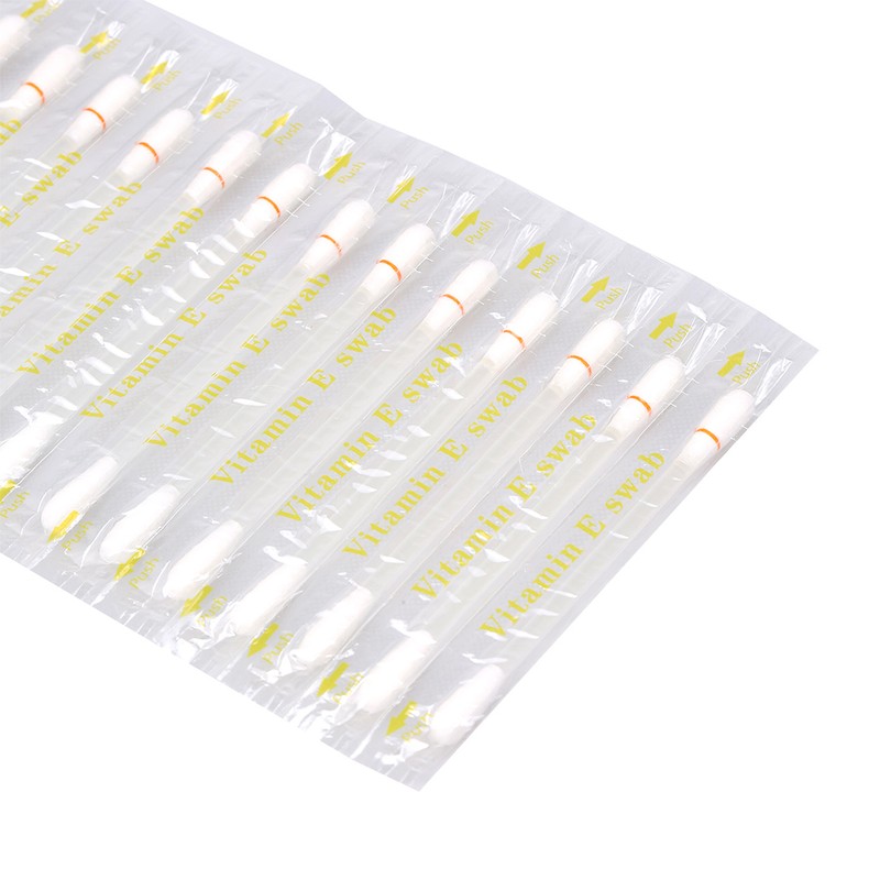 100Pcs Vitamin E Oil Swabs Stick Disposable VE Cotton Swab