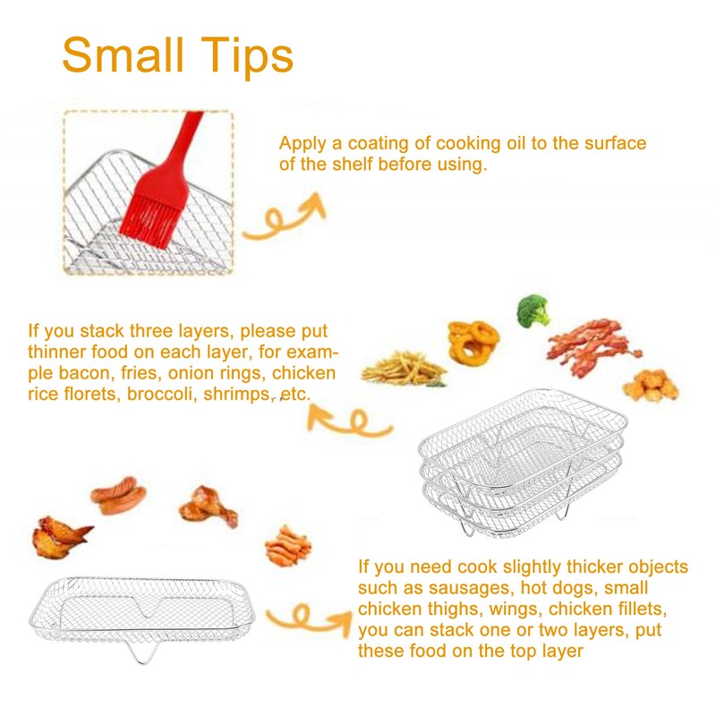 3PCS Fryer Rack Set 304 Stainless Steel Stackable Multi Layer
